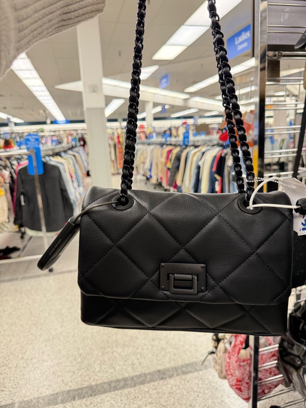 Quilted Black Chain-Handle Shoulder Bag